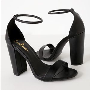 Caleigh Black Ankle Strap Heels - Size 6.5